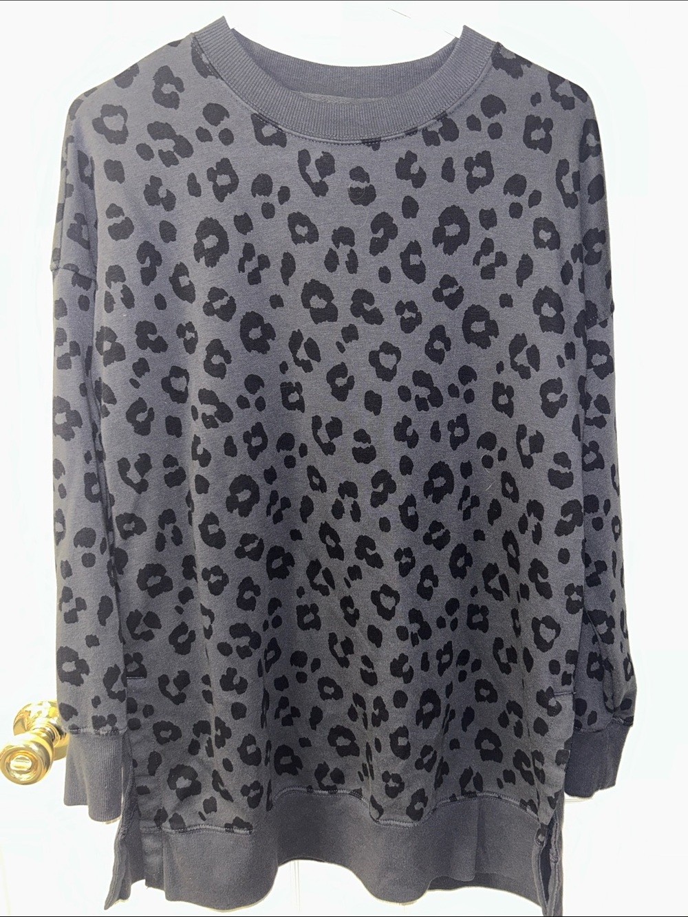 Old Navy Dark Gray Leopard-Print Oversized Sweatshirt